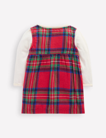 Ensemble avec robe chasuble tissée-Carreaux rouges