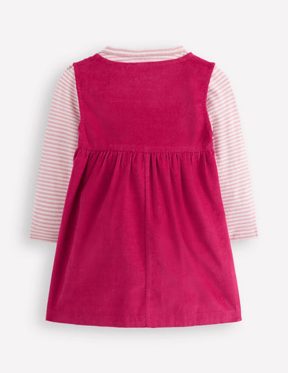 Ensemble avec robe chasuble tissée-Chatons cerise vif-2