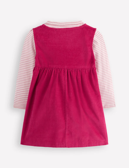 Ensemble avec robe chasuble tissée-Chatons cerise vif