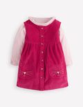 Ensemble avec robe chasuble tissée-Chatons cerise vif