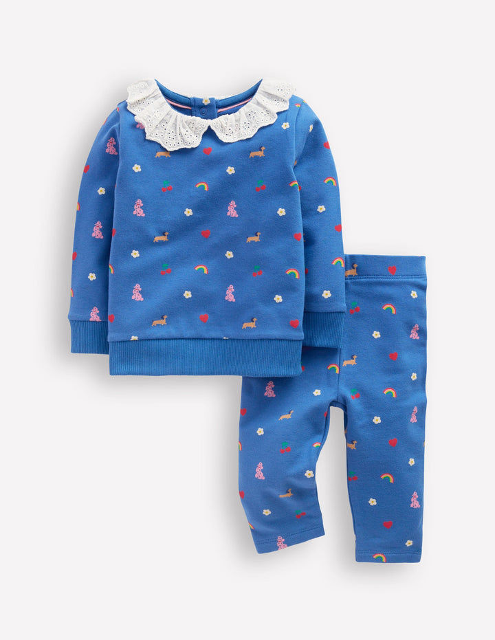 Sweatshirt-Spielset-Blau Paris-Muster