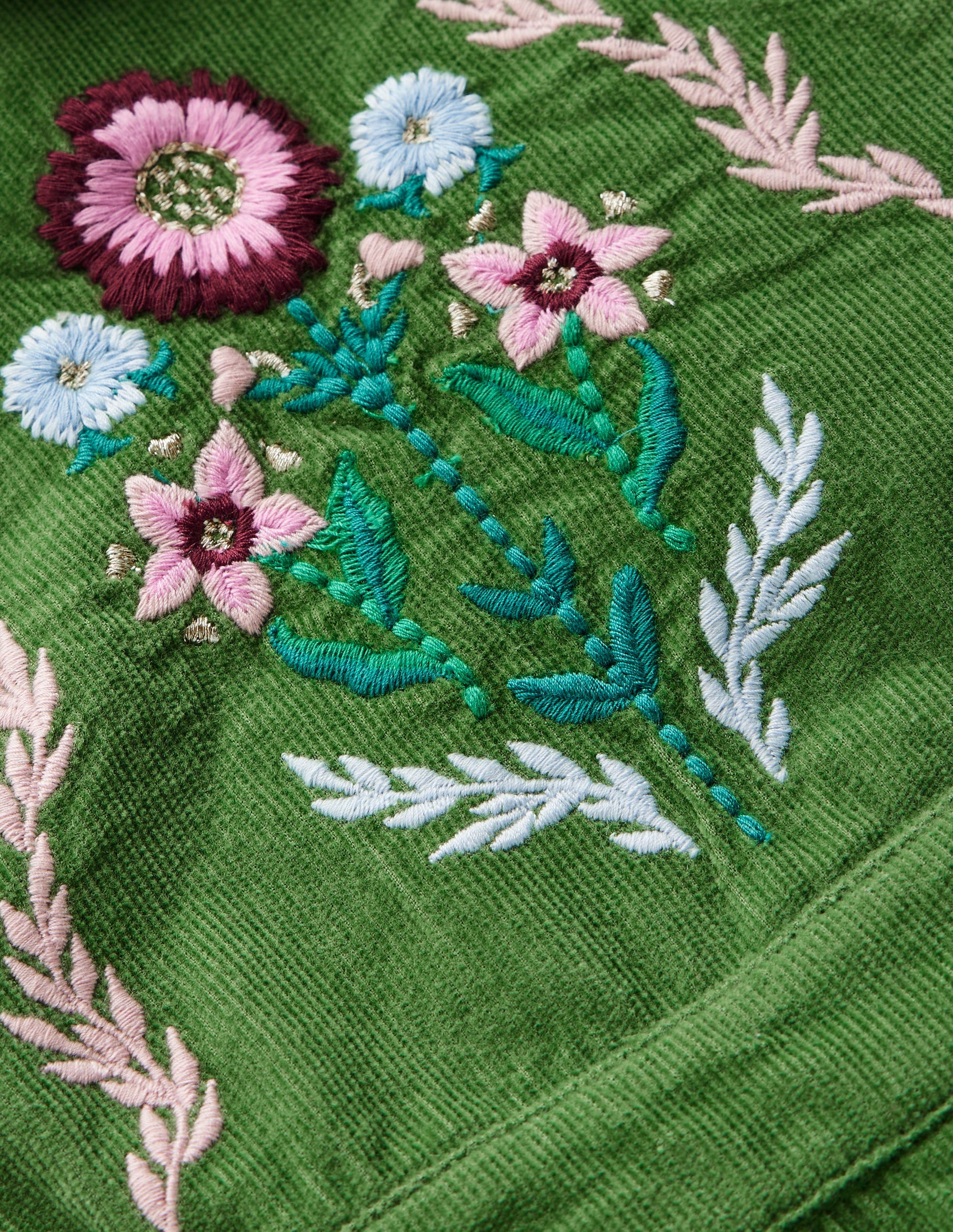 Ensemble avec salopette tissée-Brocoli vert brodé-3