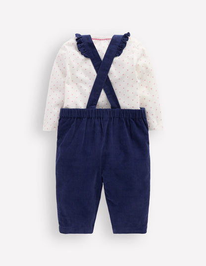 Ensemble avec salopette tissée-Chat bleu marine-3
