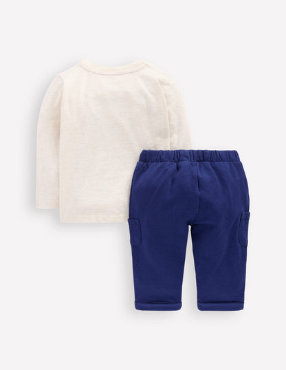 Jersey-Spielset mit Applikation-Haferbeige Meliert Zug-2