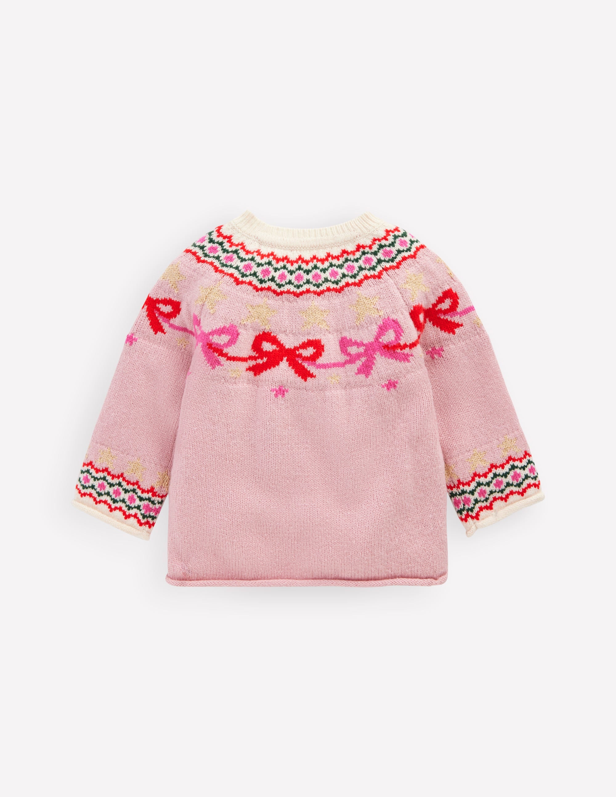 Edie Fair-Isle-Strickjacke-Vintage-Rosa Schleifen - Image 2
