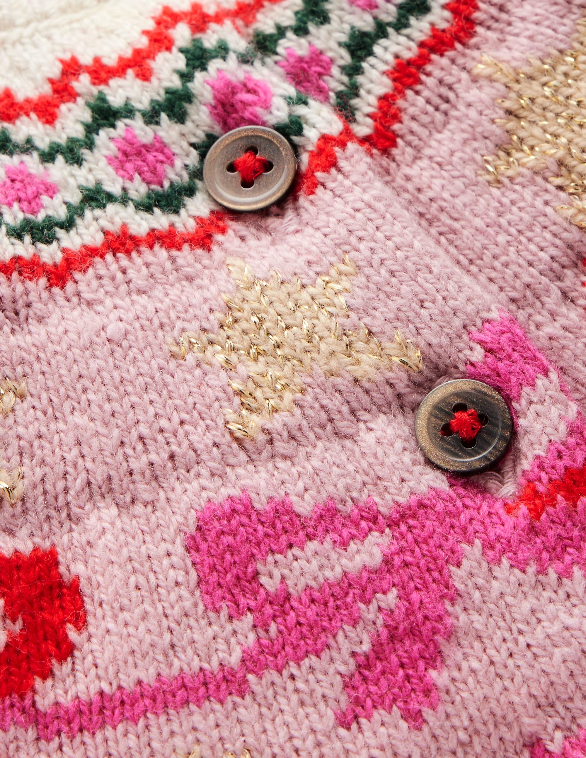 Edie Fair-Isle-Strickjacke-Vintage-Rosa Schleifen - Image 3