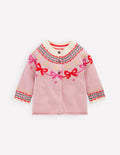 Edie Fair-Isle-Strickjacke-Vintage-Rosa Schleifen