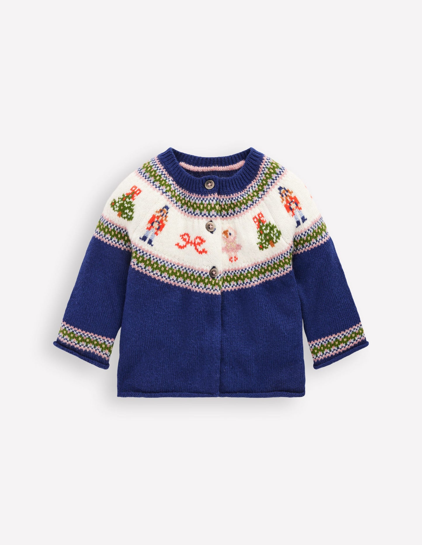 Cardigan Edie à motif jacquard-Casse-noisette bleu marine universitaire