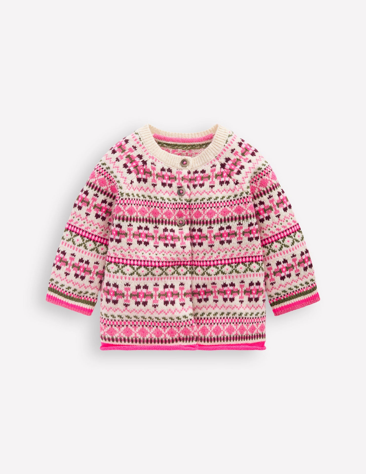 Cardigan Edie à motif jacquard-Motif jacquard traditionnel avoine