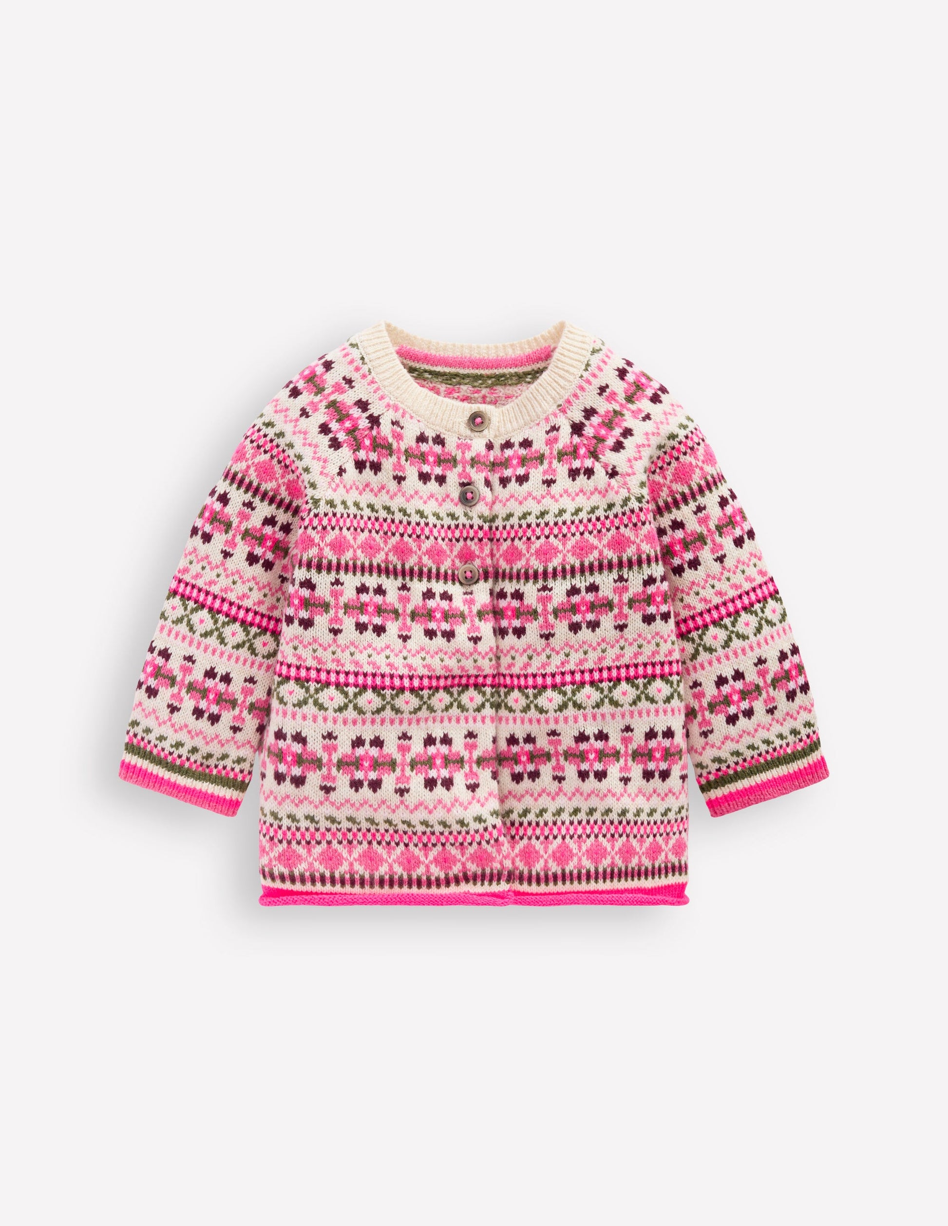 Cardigan Edie à motif jacquard-Motif jacquard traditionnel avoine-1