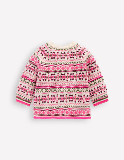 Cardigan Edie à motif jacquard-Motif jacquard traditionnel avoine-2