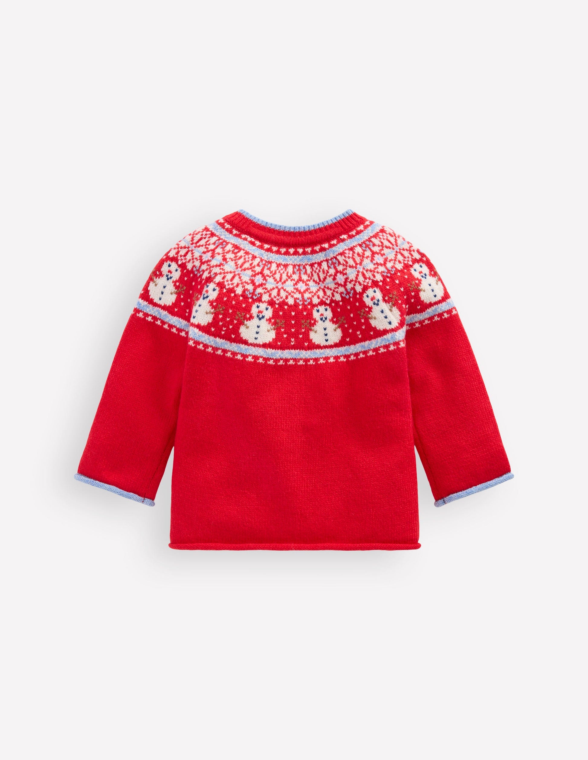 Edie Fair Isle Cardigan-Poppy Red Snowman-3