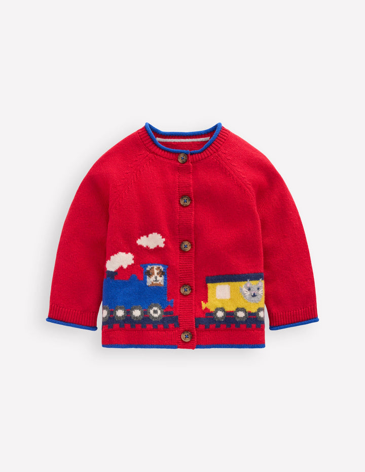 Originelle Logo-Strickjacke-Rockabilly-Rot Züge