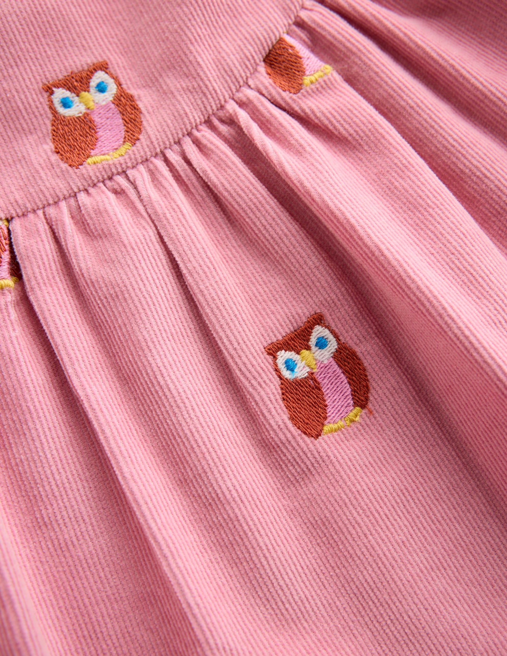 Robe tissée à empiècement-Chouettes brodées roses - Image 3