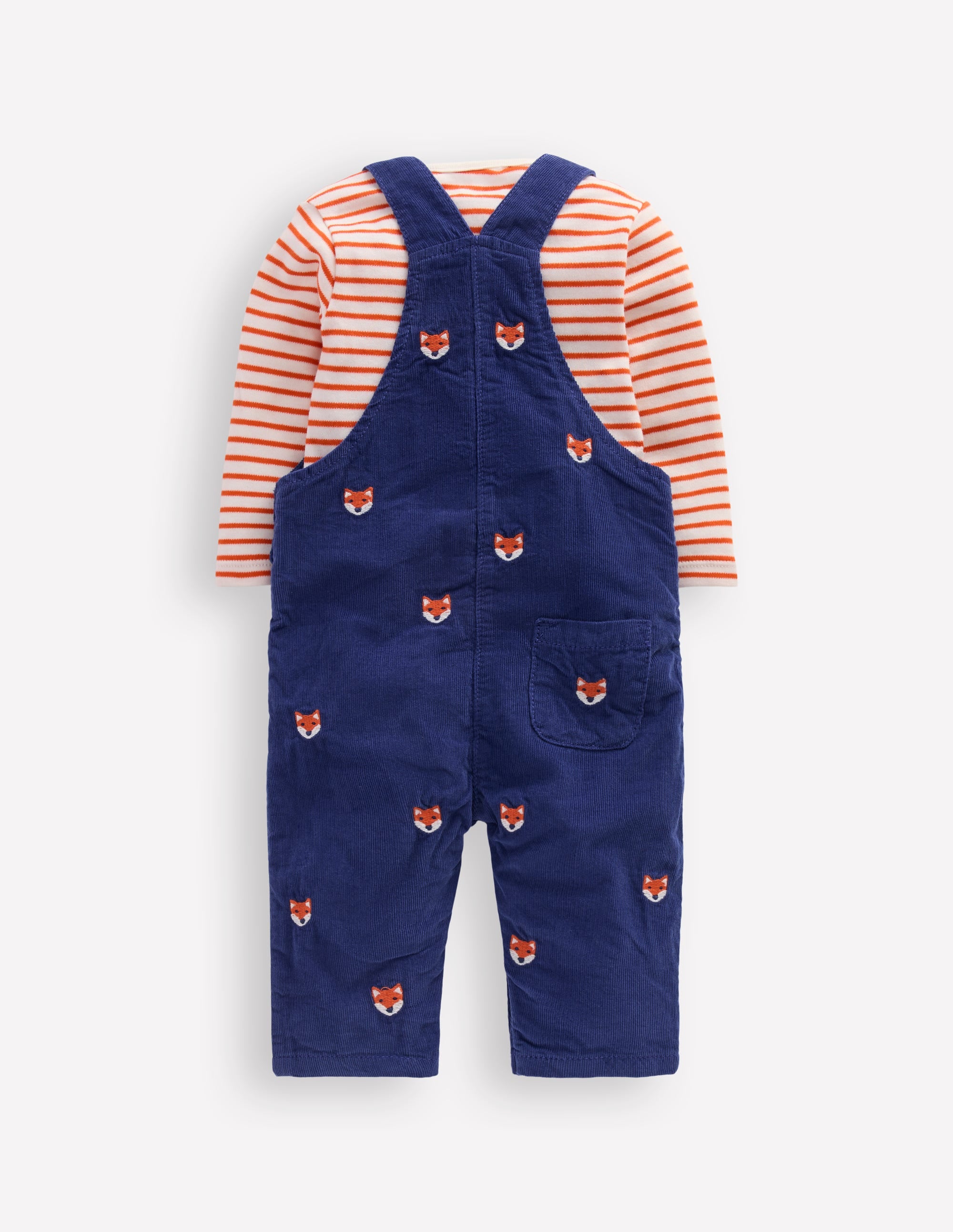Originelles Set mit Cord-Latzhose-Marineblau Fuchsstickerei - Image 2