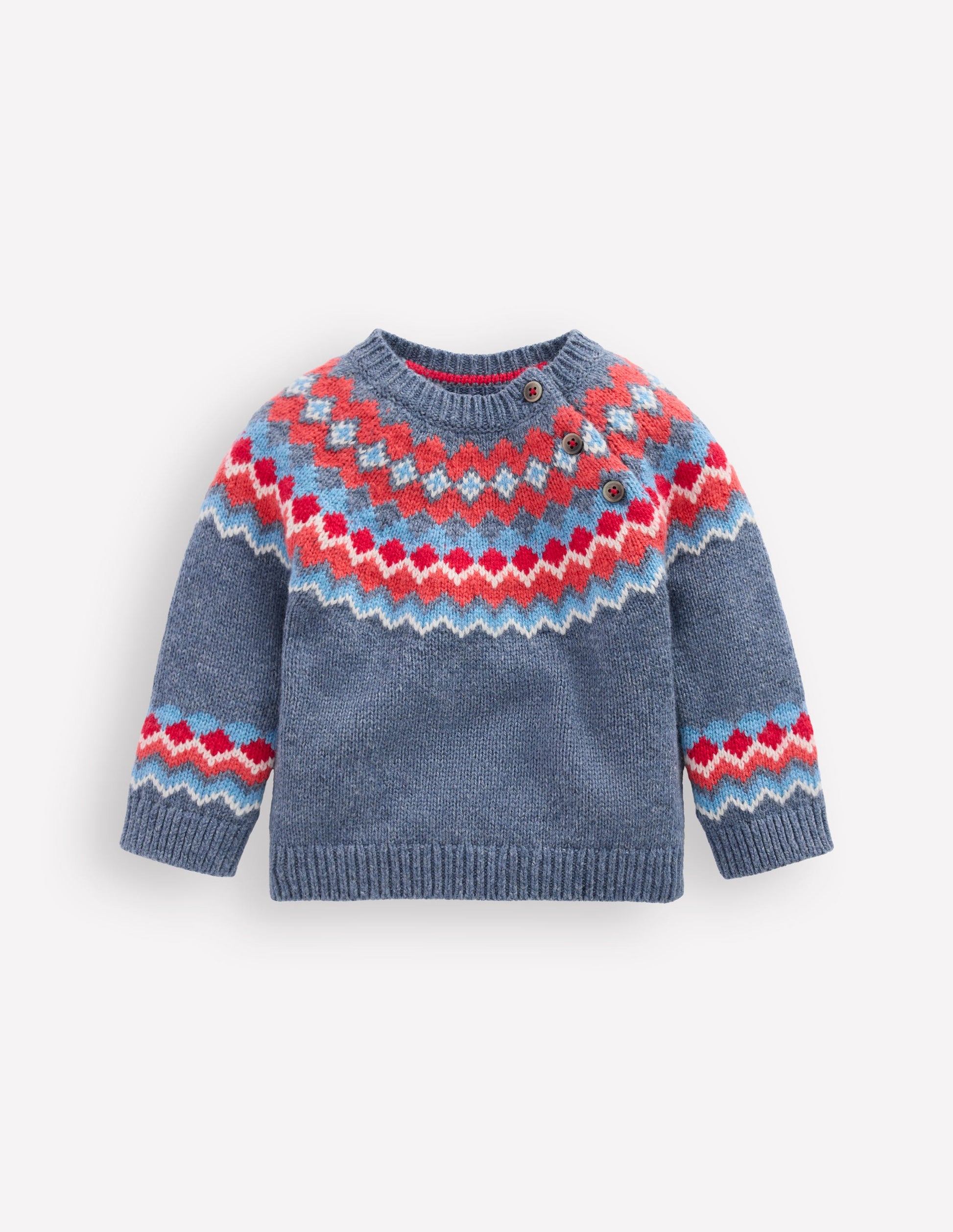 Fair Isle-Pullover mit Knöpfen-Blau Fair Isle-1