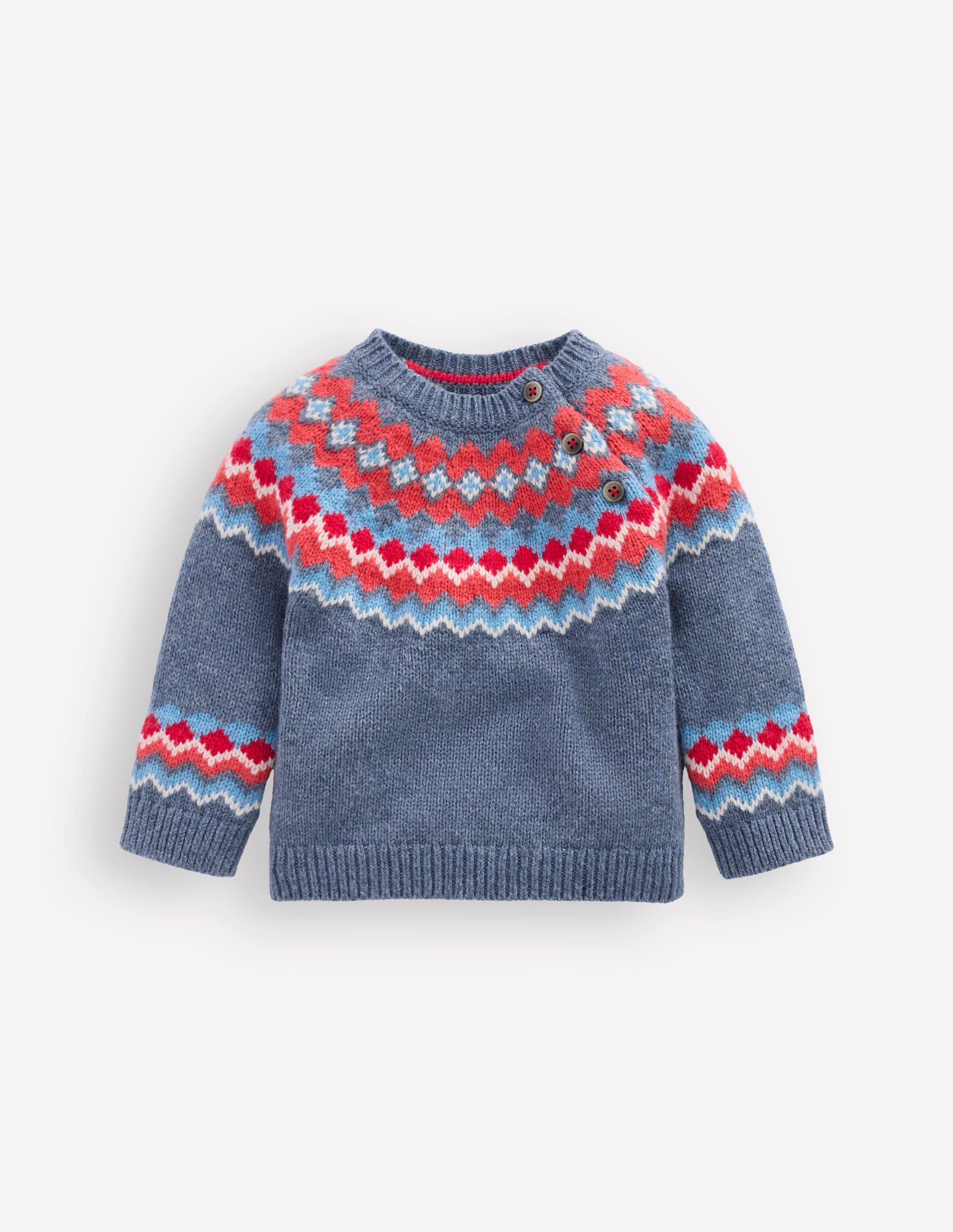Pull motif jacquard-Motif jacquard intemporel bleu - Image 1