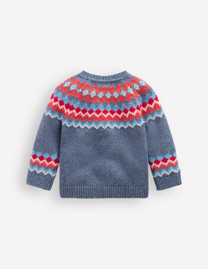 Fair Isle-Pullover mit Knöpfen-Blau Fair Isle-2