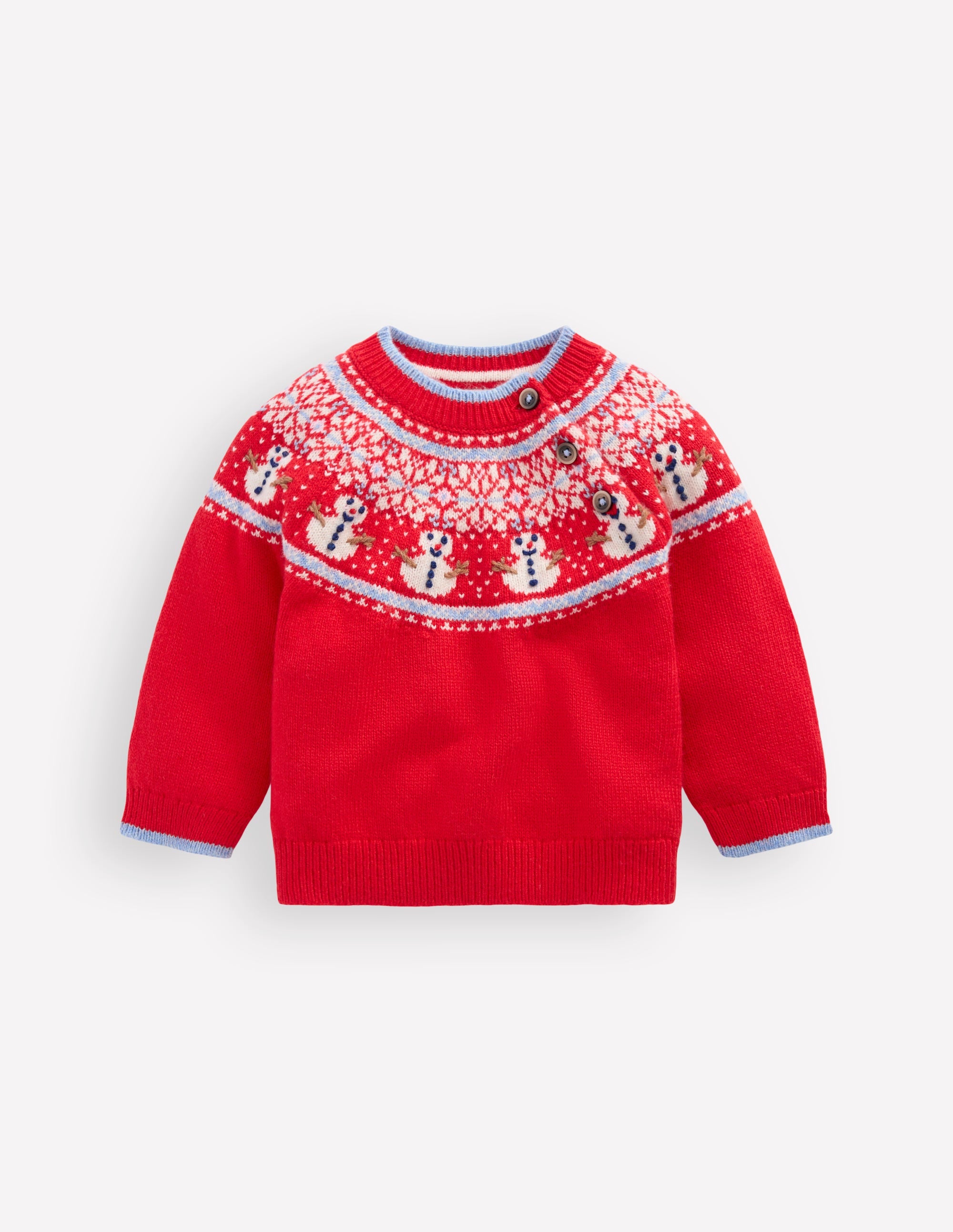 Fair-Isle-Pullover-Rot, Schneemann - Image 1