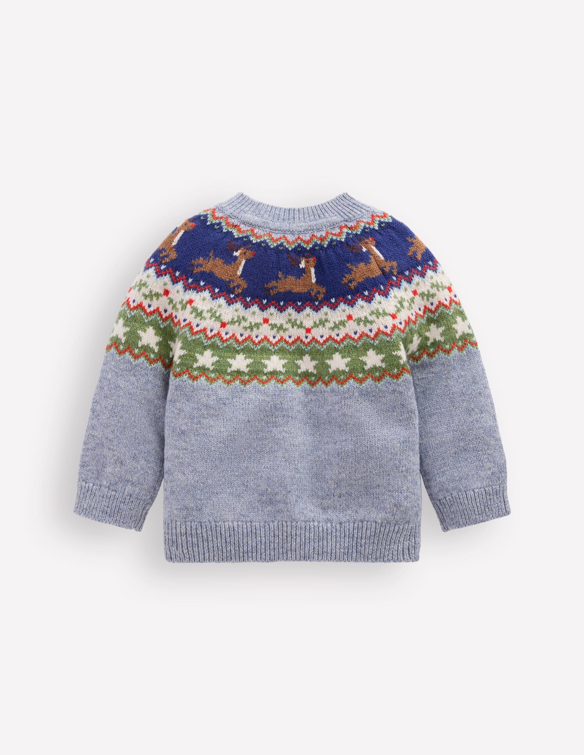 Fair-Isle-Pullover-Blau Festliches Rentier-2