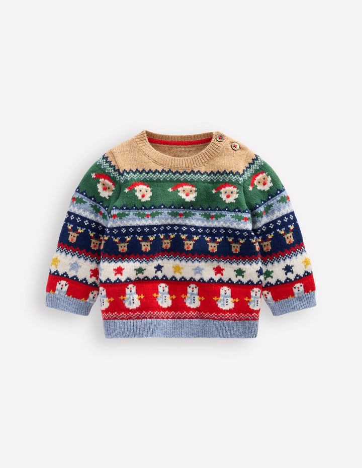 Fair-Isle-Pullover-Bunt, Weihnachtliches Fair-Isle-Muster