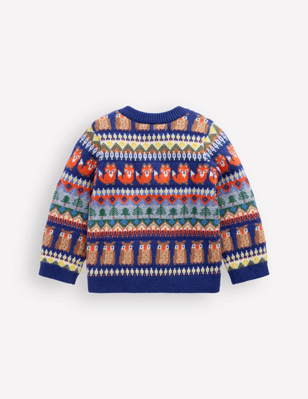 Fair-Isle-Pullover-Bunt Wald Fair Isle