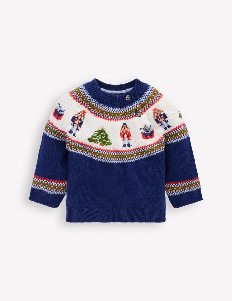Pull motif jacquard-Casse-noisette bleu marine universitaire-1