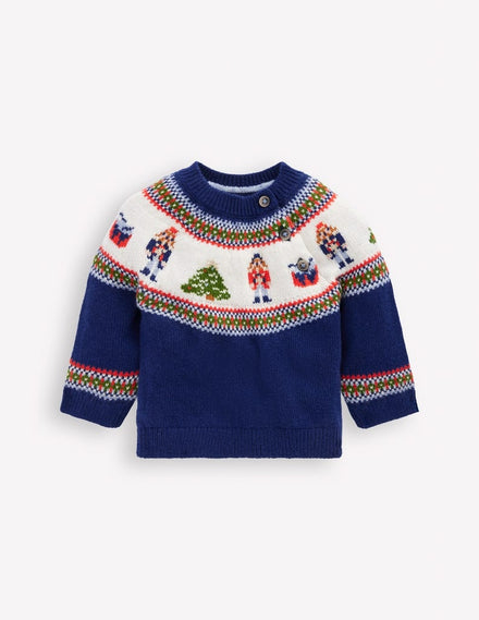 Fair-Isle-Pullover-Schuluniform-Marineblau Nussknacker