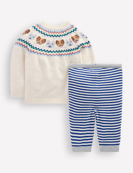 Spielset aus Strick-Beige Meliert Haustiere