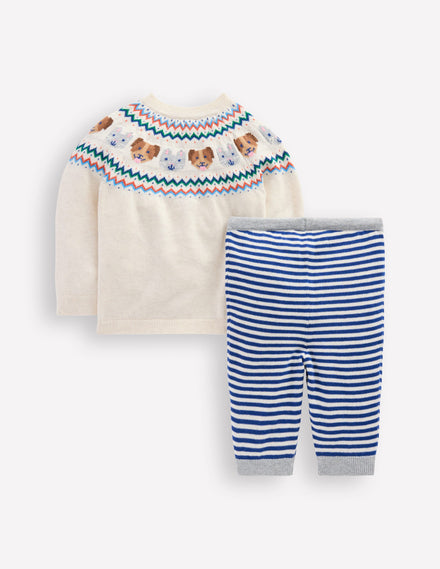 Knitted Play Set-Ecru Marl Pets