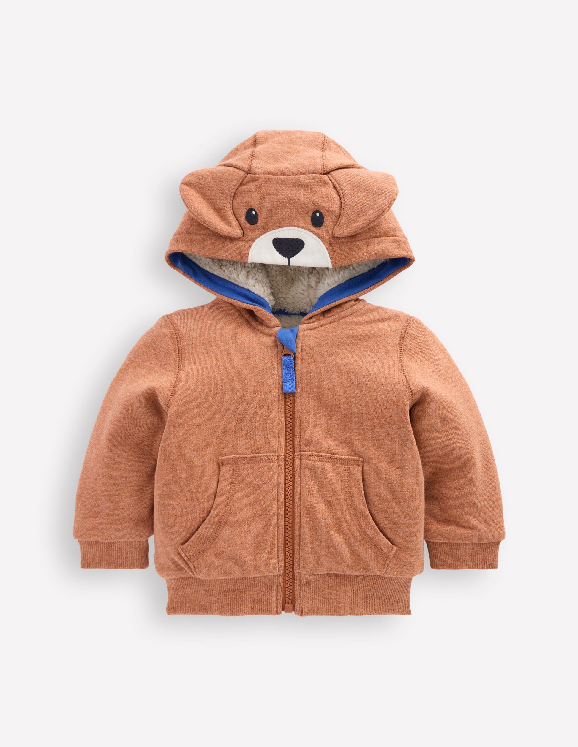 Origineller Kapuzenpullover mit Zottelfutter-Braun, Hund-1