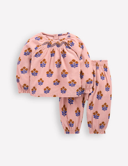 Gewebtes Kombi-Spielset-Rosa Vintage-Holzblock