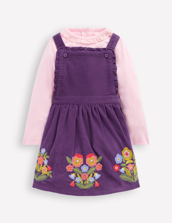 Besticktes Schürzenkleid-Set-Mystisches Violett