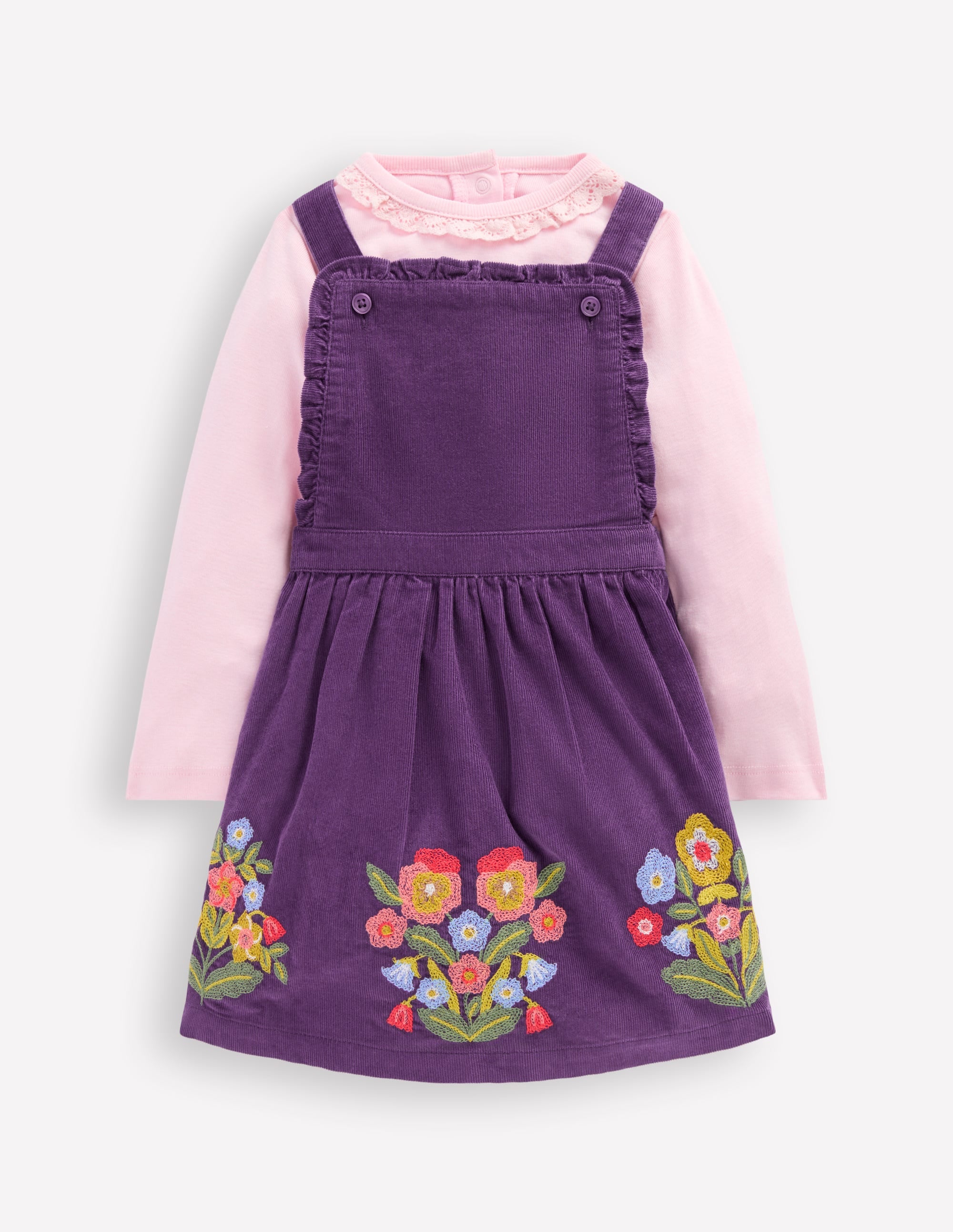 Besticktes Schürzenkleid-Set-Mystisches Violett - Image 1