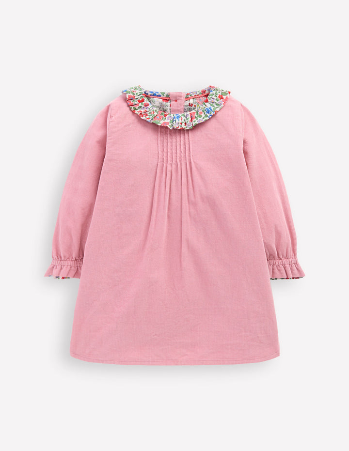 Gewebtes Kleid mit Rüschenausschnitt-Animals/Stripe