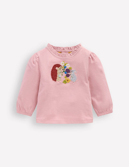 T-Shirt mit Applikation-Vintage-Rosa Tiere der Saison