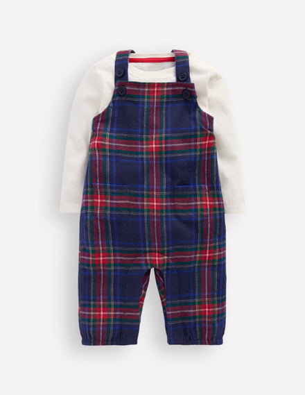 Nostalgisches Strampler-Set-Navy Kariert