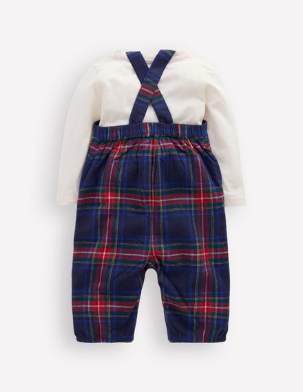 Nostalgisches Strampler-Set-Navy Kariert