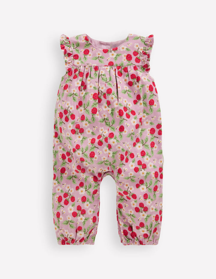 Cord-Strampler mit Rüschenärmeln-Sanftes Lavendel Vintage-Beere