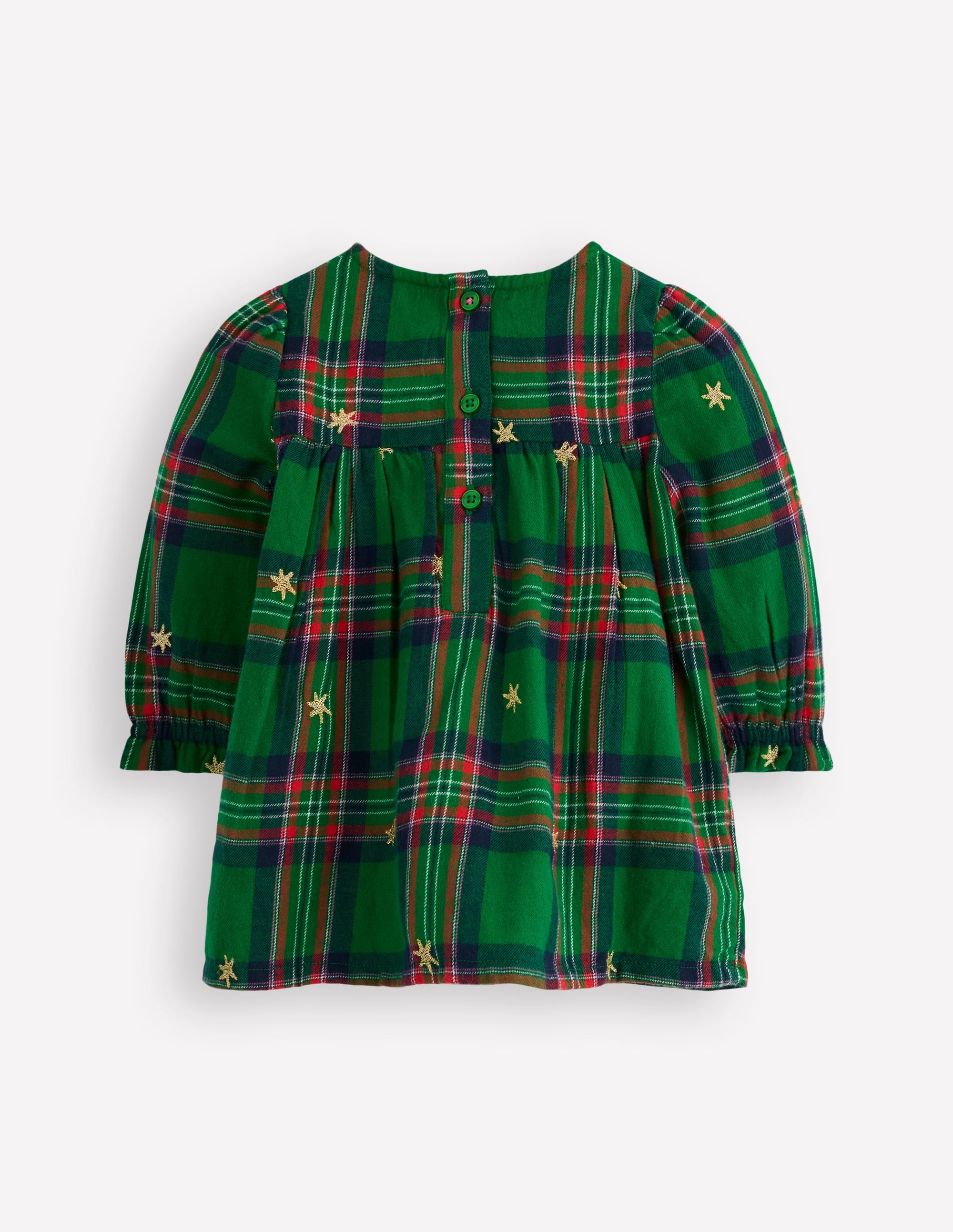 Robe de cérémonie à smocks-Carreaux Vert - Image 2