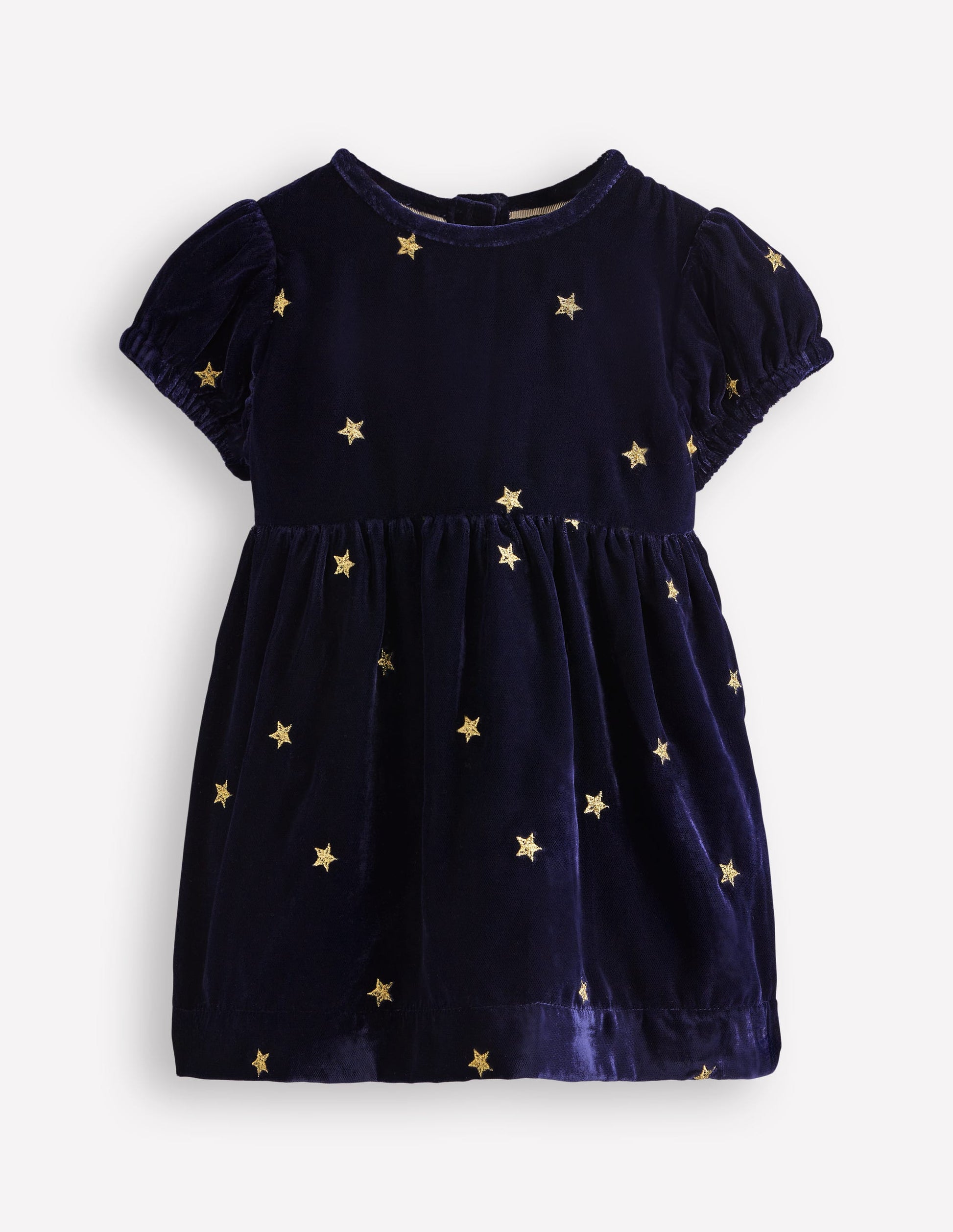 Robe de fête en velours-Bleu Marine Étoiles-1
