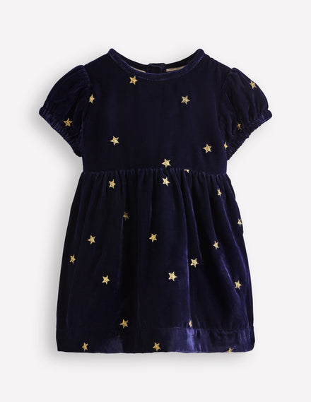 Samt-Partykleid-Marineblau Sterne