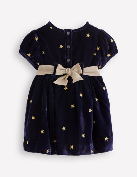 Samt-Partykleid-Marineblau Sterne