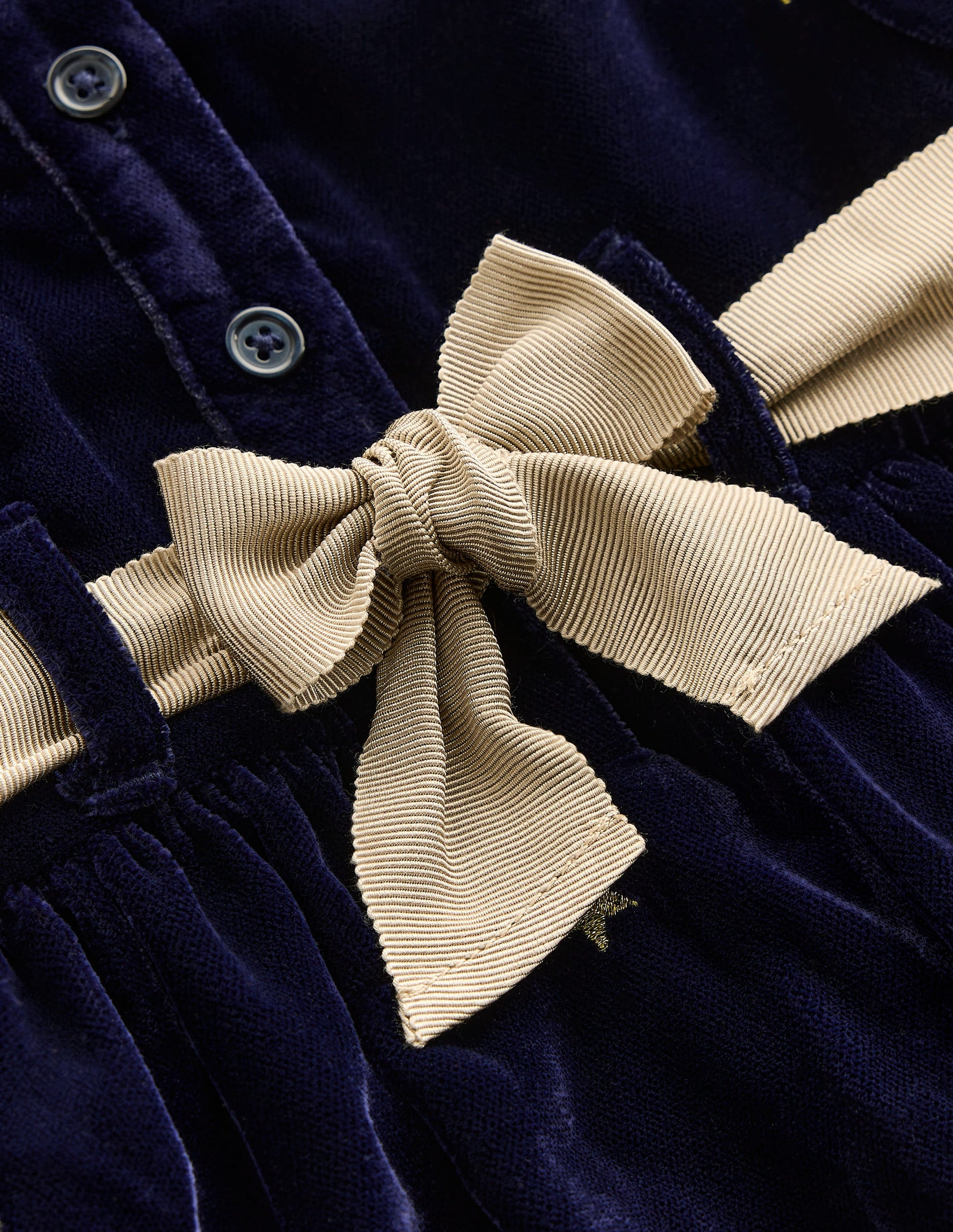 Robe de fête en velours-Bleu Marine Étoiles-3