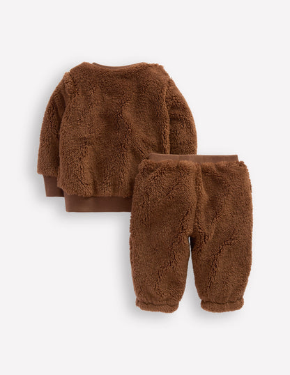 Originelles Teddyfell-Sweatshirt im Set-Braun, Bär-2