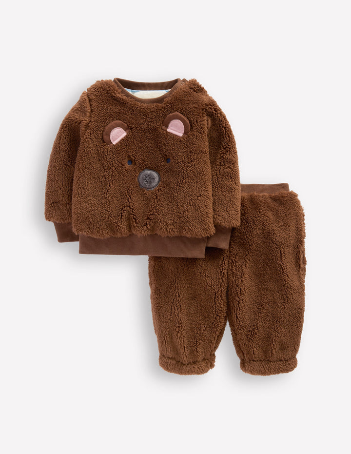 Originelles Teddyfell-Sweatshirt im Set-Braun, Bär