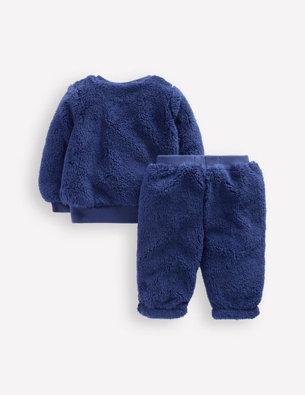 Originelles Teddyfell-Sweatshirt im Set-Marineblau Pinguin