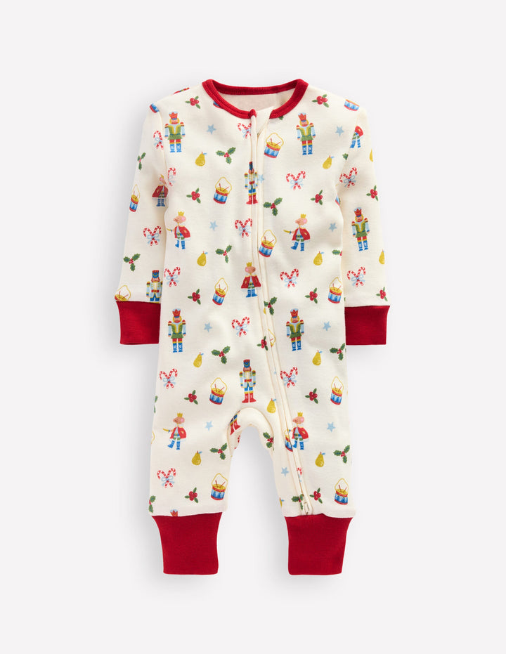 All-in-One Jersey Romper-Ivory Festive