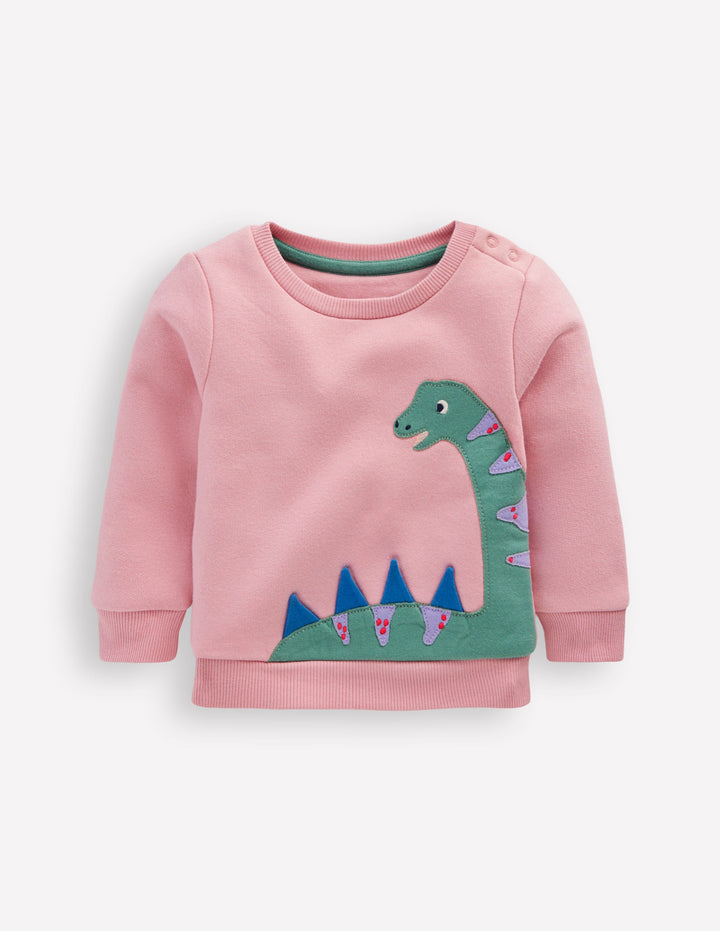 Originelles Sweatshirt für Mädchen-Vintage Rosa Dino