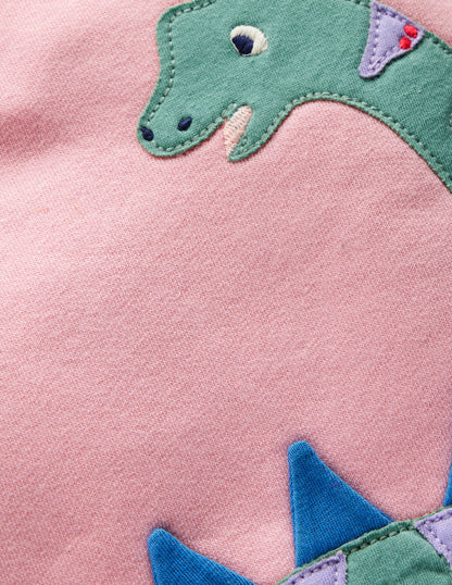 Originelles Sweatshirt für Mädchen-Vintage Rosa Dino-3